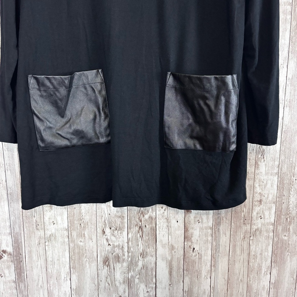 Comfy USA Black Modal Faux Leather Tunic - Picture 3 of 5